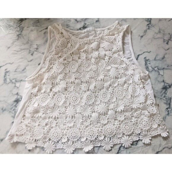 BCNU Small Juniors White Crochet Lace Tank Top‎ - Picture 1 of 6